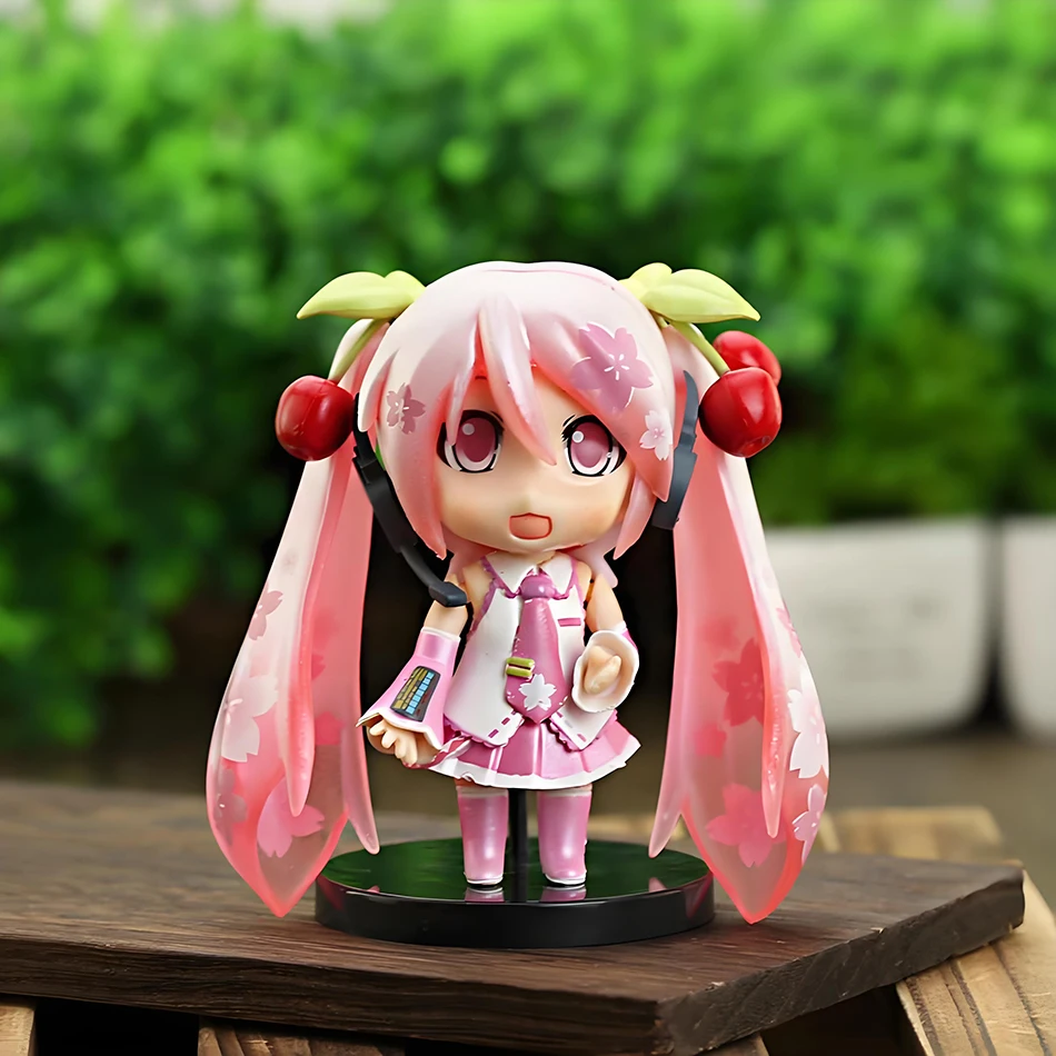 Bonito anime hatsune miku figura mini menina personagem ornamentos kawaii rosa verde hatsune decoração de mesa para casa brinquedos adultos presentes aniversário