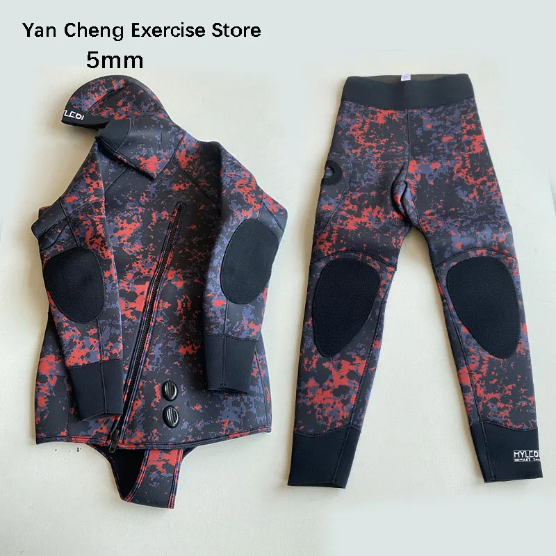 

Неопреновый гидрокостюм 5 мм с капюшоном для подводной охоты, утолщенная камуфляжная подкладка, одежда для охоты на рыбу с полотенцем для дайвинга