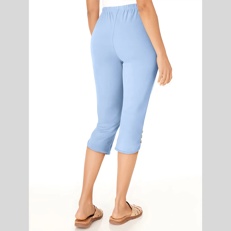 Summer Female Pant Thin Knit Solid Colour 7- Minute Trousers Commuter Womens Midi Pants