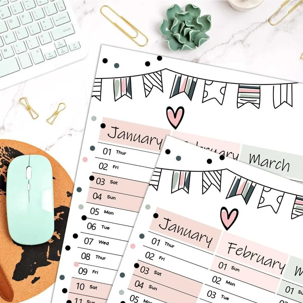 Calendario da parete grande 2026 Pianificatore annuale Lista delle cose da fare Programma Agenda da 365 giorni Foglio Agenda Organizzatore Calendario annuale giornaliero