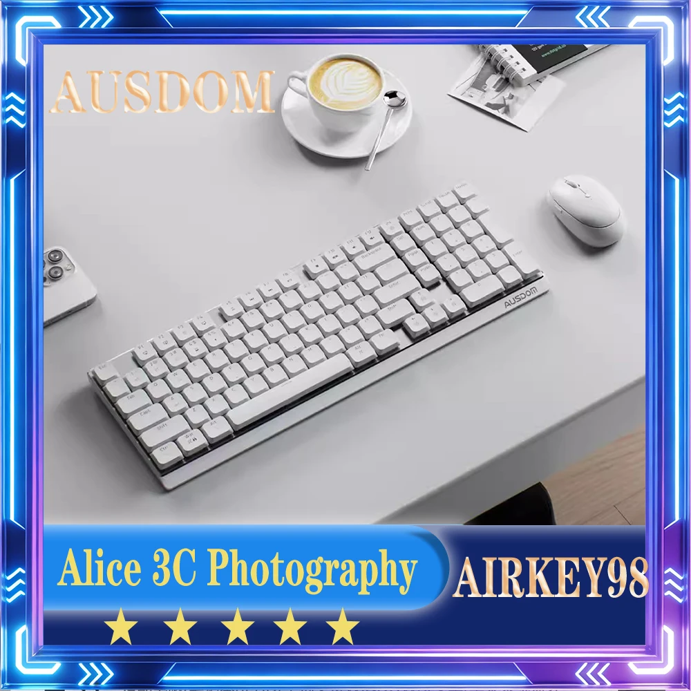 

AUSDOM AIRKEY98 Mechanical Keyboard 101 Keys Wireless Bluetooth Short Axle Ergonomics Office Keyboard PBT Keycaps RGB