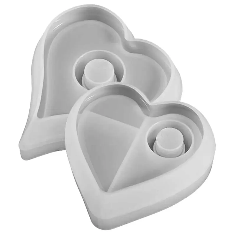 AB46-Silicone Candle Holder Molds Heart-Shaped Candle Holder Mold Candle Holder Making Mold 2Pcs