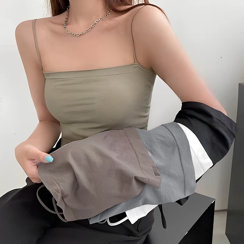 

Горячая девушка, однотонный жилет-бретелька для женщин летом с фиксированными накладками на грудь, верхняя одежда без стального кольца, тонкий ремешок снизу