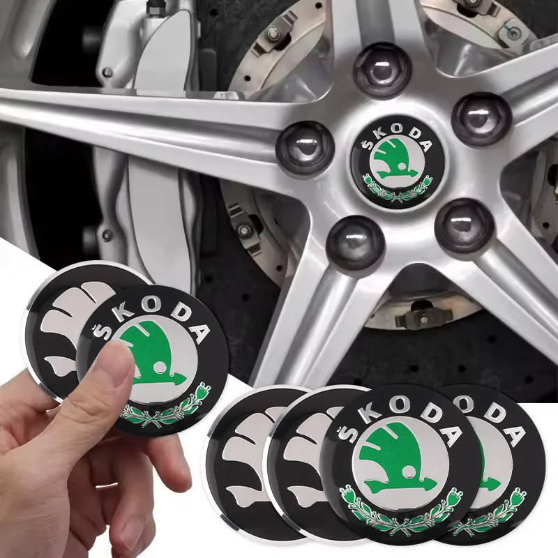

4PCS 56mm Car Wheel Center Hub Cap Emblem Stickers For Skoda Kylaq Elroq Octavia Enyaq Kamiq Scala Rapid Superb Karoq Fabia