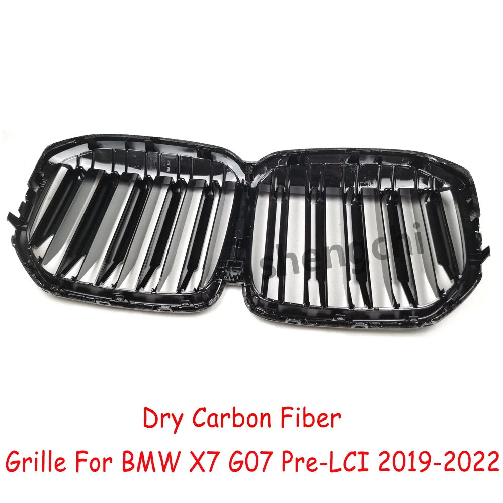 X7 G07 Pre-LCI Dry Carbon Fiber Front Bumper Grilles For BMW X7 G07 M50i M60i Replacement Grills 2019-2022