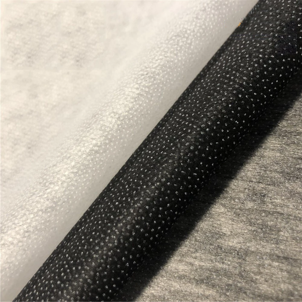 Picture 6: 1/2M Non-Woven Fusible Interlining, White Black Grey Iron-On Adhesive Lining for Sewing, Single-Sided Patchwork Craft Fabric