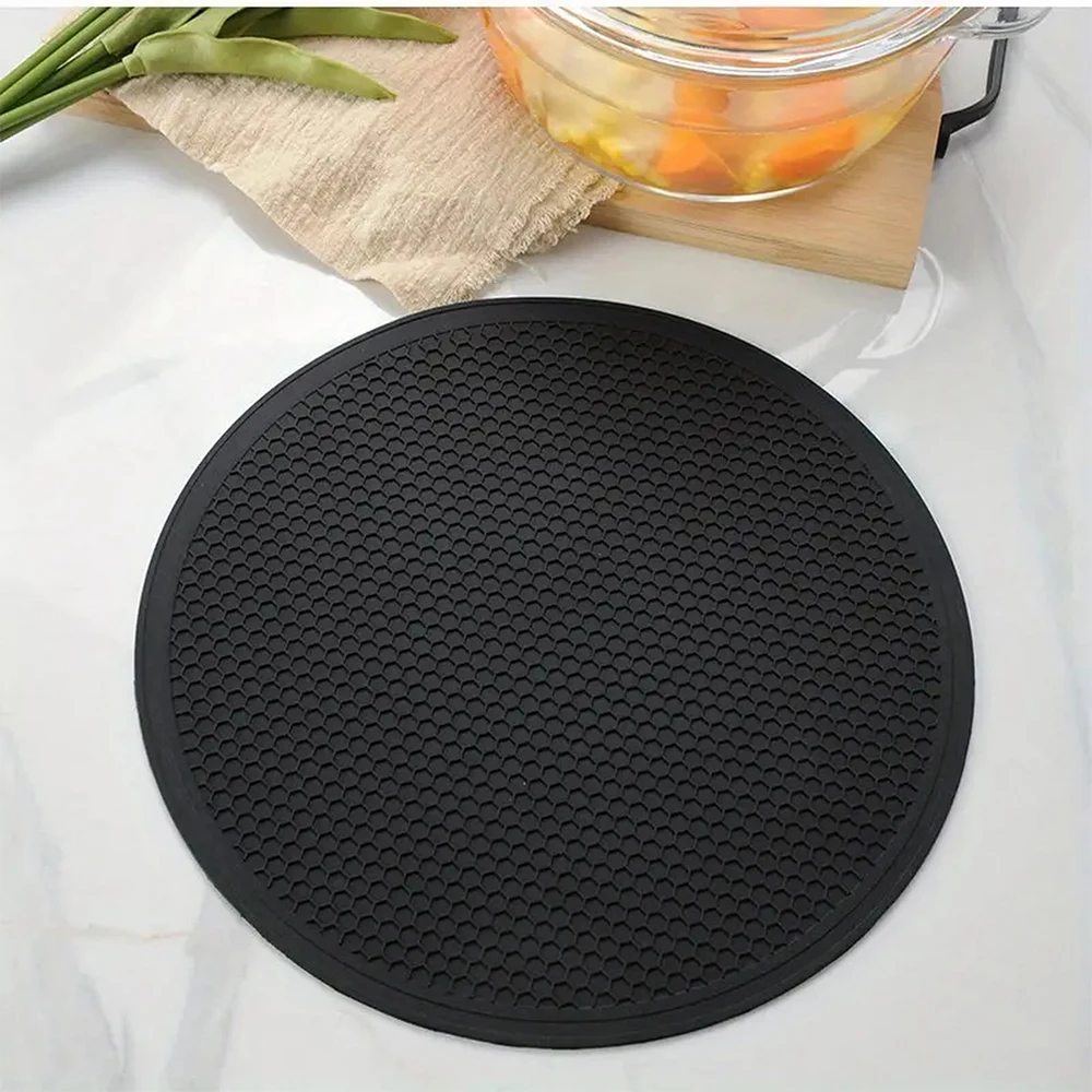 25cm Large Silicone Mat Coaster Heat Resistant Placemat Honeycomb Nonslip Pot Holder Table Mat Round Cup Mat Kitchen Accessories