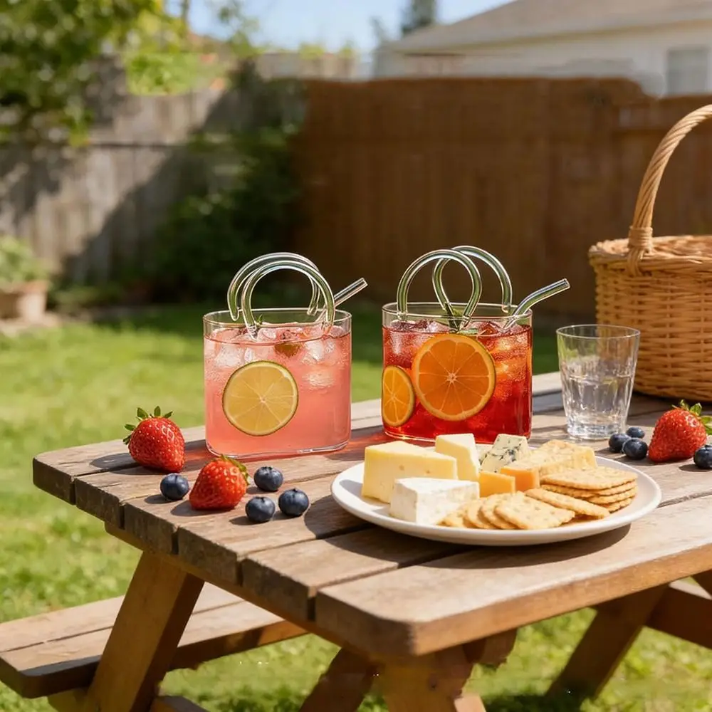 Transparency Handbag Glass Cup With Straw Funny Cocktail Glasses Vases Decorative Glass Handbag Drinkware Set