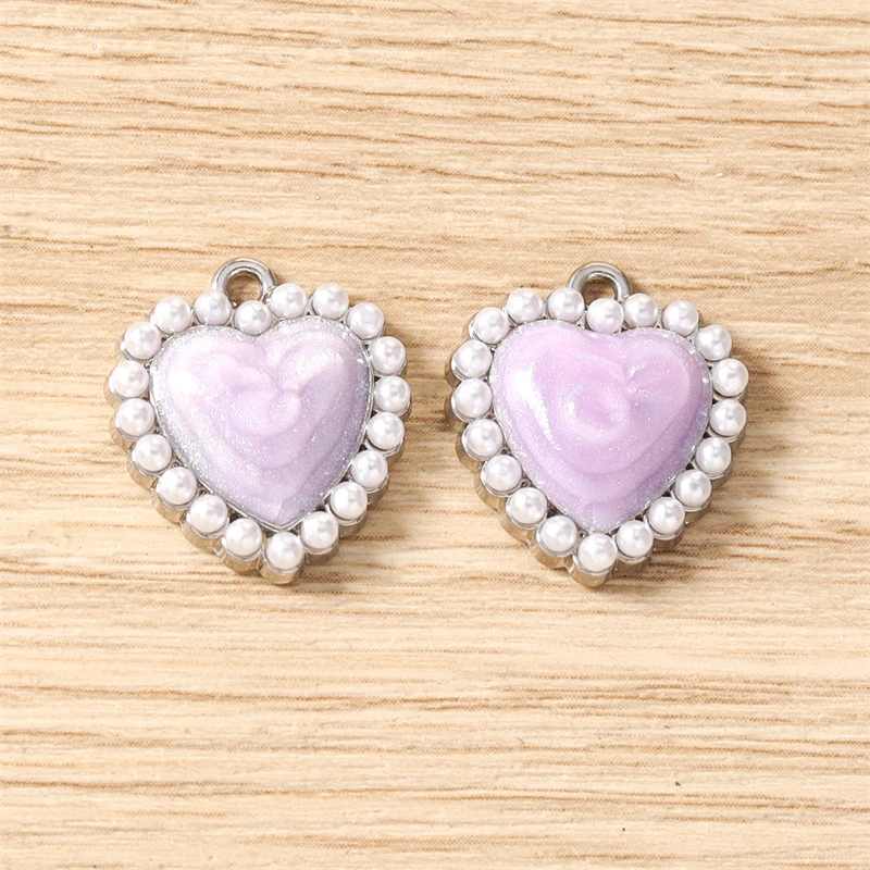 5 Stück niedliche, bunte, gemischte Metall-Herzanhänger für die Schmuckherstellung, Halsketten, Ohrringe, Armbänder, DIY-Bastelarbeiten und Accessoires – Detail 12