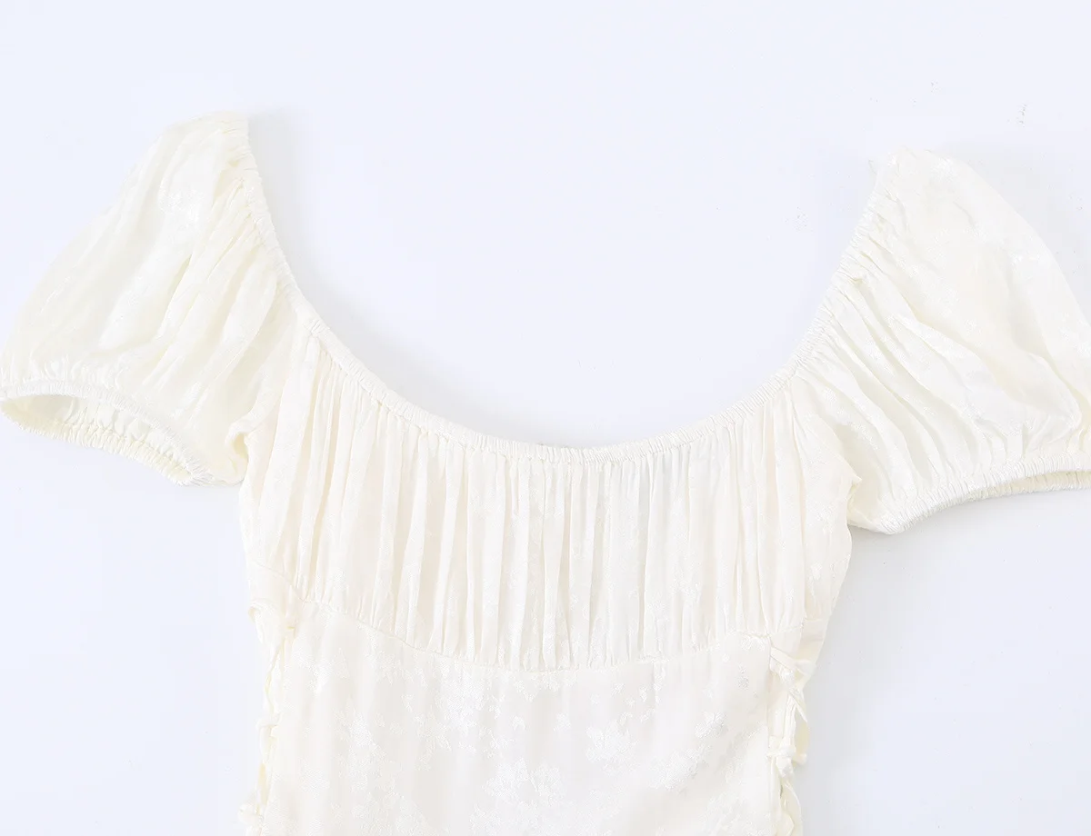 TFMLN Neues 2026 Damen-Minikleid mit Quadratischem Kragen, Puffärmeln, A-Linie, Elegantes, Figurbetontes Bandage-Partykleid für den Sommer – Detail 4