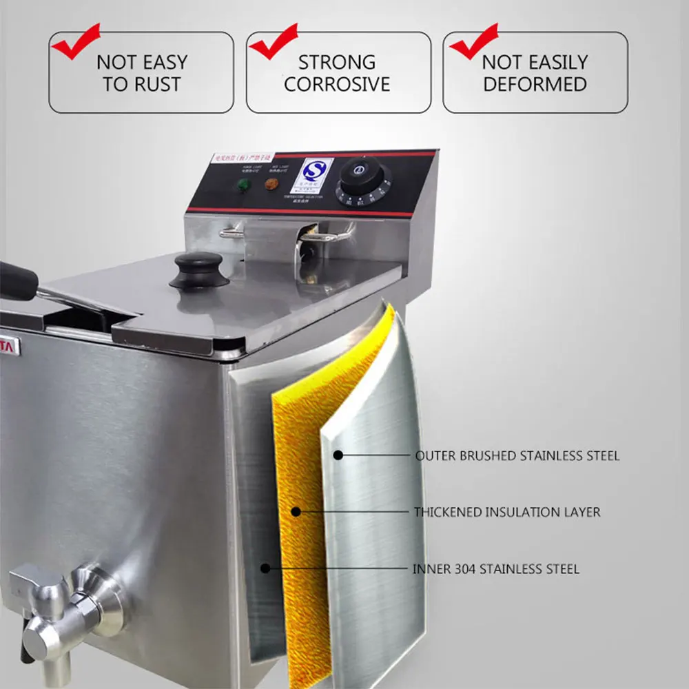 Commercial Electric Fryer ไก่ทอดความจุขนาดใหญ่เครื่องทอดสแตนเลส French Fries อุปกรณ์ร้านอาหาร