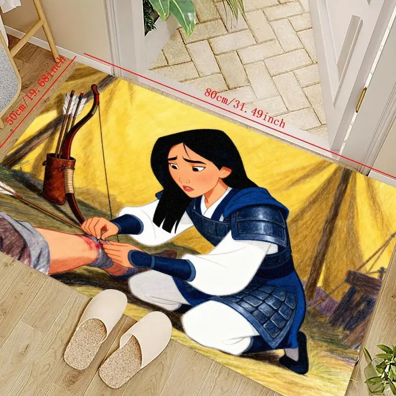 

1 шт. напольный коврик Disney Mulan Warrior Heroine, коврик принцессы с анимированными героями мультфильмов, ковер для домашнего декора сцены Battlefield Care для детей