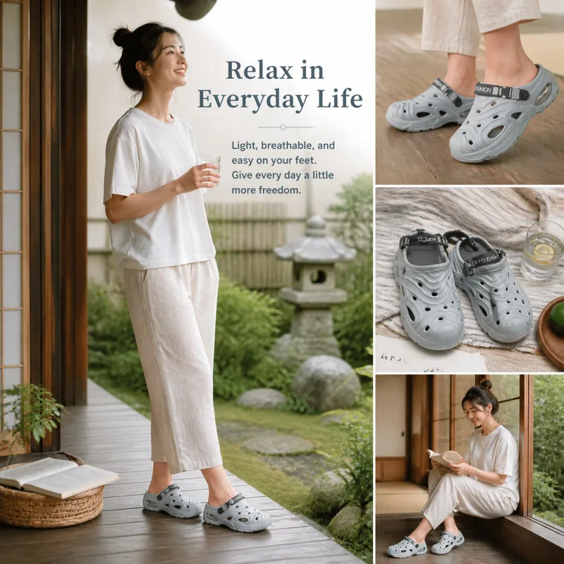 

Men's Clogs Summer High-end Air Cushion Sandals Casual Breathable Hole Shoes New Style Slippers for Daily use