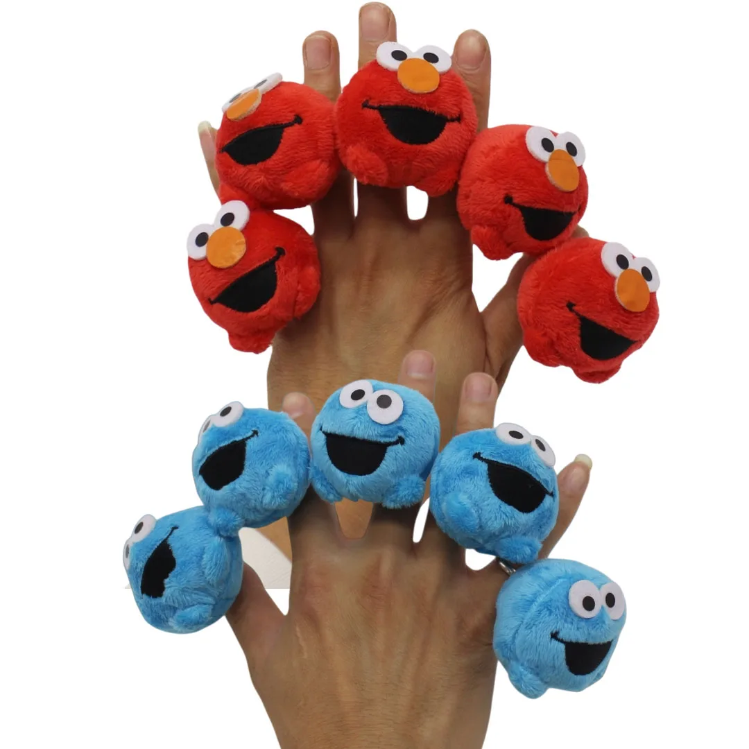 

10 шт., классические плюшевые мягкие игрушки «Улица Сезам», Элмо и Печенье, монстр, кольцо на палец, детские развивающие игрушки