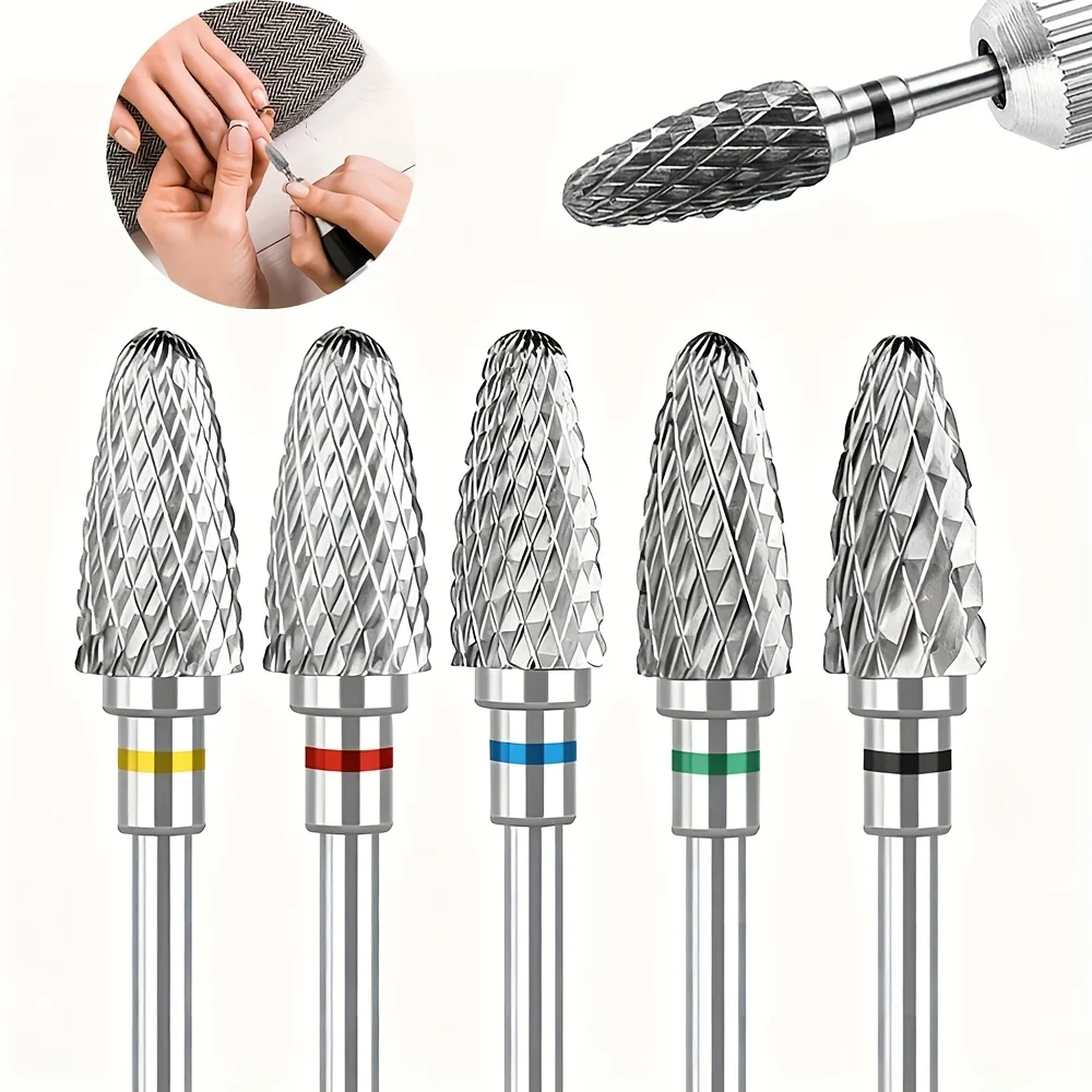 1 قطعة أو 5 قطع لقم مثقاب أظافر من الفولاذ التنغستن، مناسبة لإزالة طلاء الأكريليك والجل وأدوات الأظافر #1