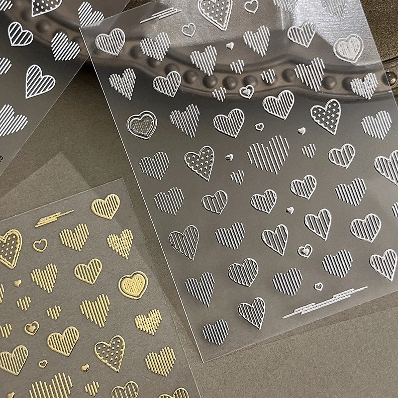 

5D тисненная линия, наклейка в форме сердца, наклейки для дизайна ногтей, рельефы, самоклеящиеся наклейки для дизайна ногтей, маникюрные наклейки для женщин, принадлежности для маникюра