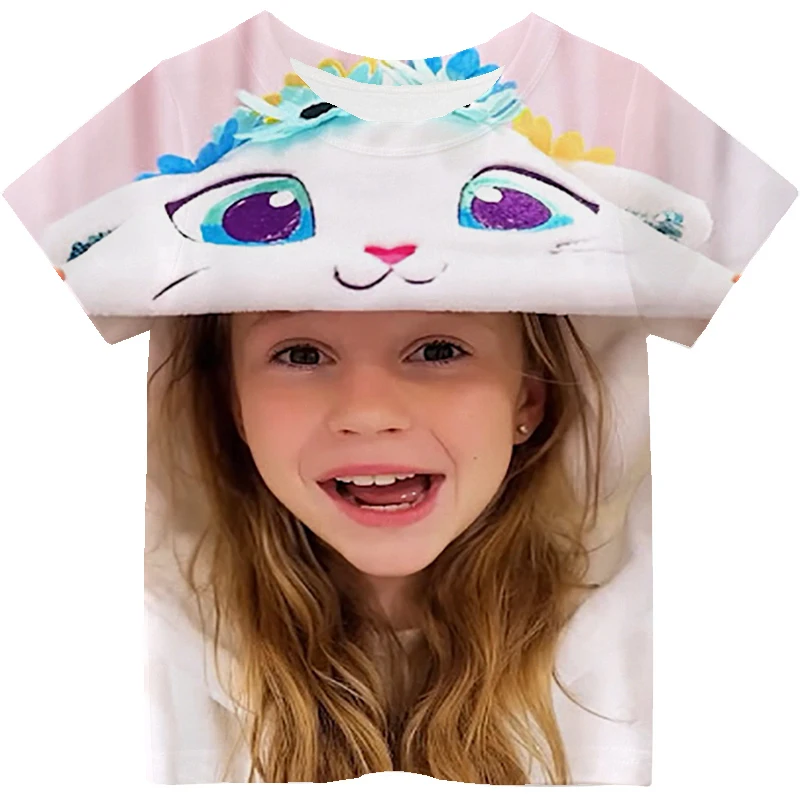 Cute Nastya T Shirt Kids Like Nastya Pattern Short Sleeve Casual Tops Girls y2k Clothes T-Shirt Summer Tees Children Clothing