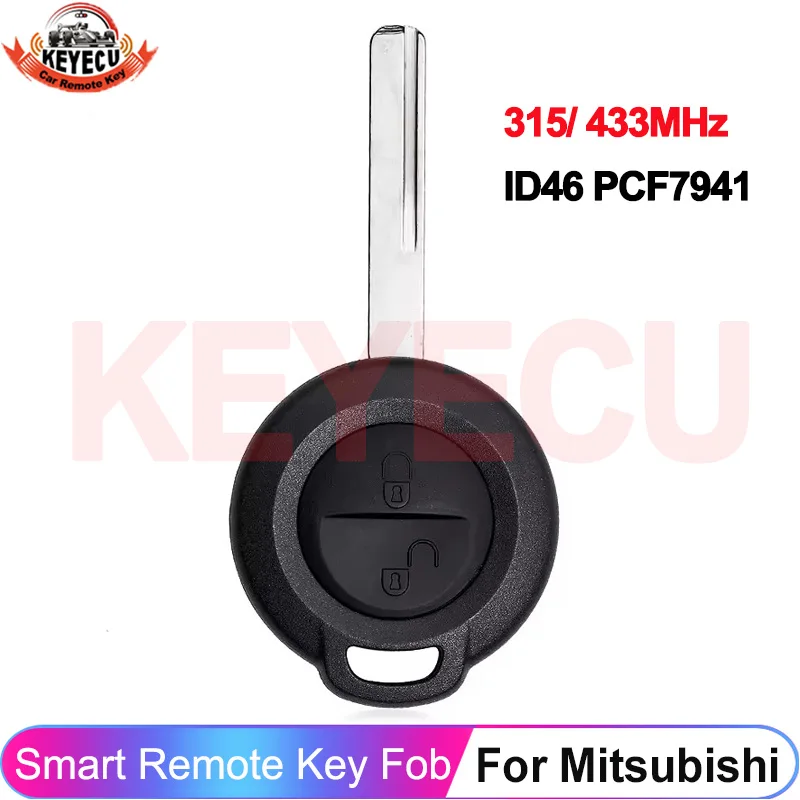 KEYECU 433MHz ID46 Chip For Mitsubishi Colt Warior Carisma Spacestar Straight 2 Buttons Car Remote Key Uncut HU56 Blade 315MHz