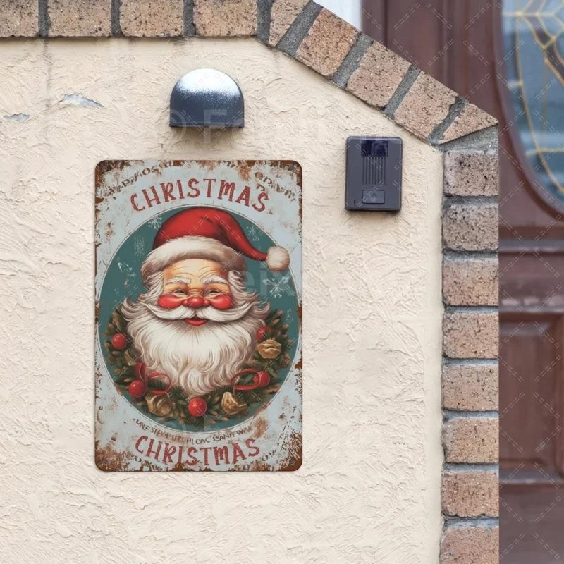 Santa Claus iron sign holiday retro wall decoration iron sheet painting 30x20x2cm