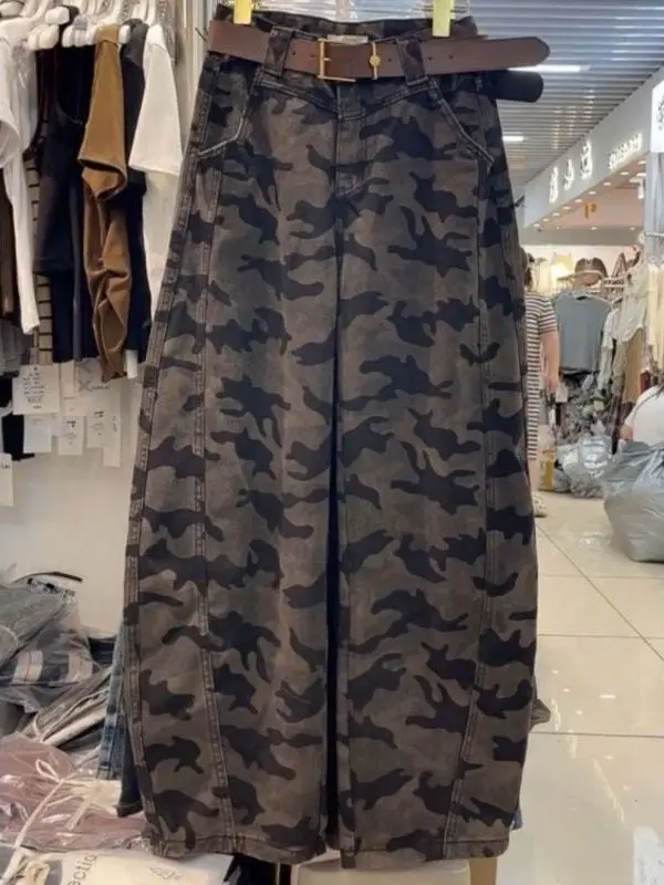 

Retro Camouflage Harem Jeans Women's Autumn New Pear Shape Slim Scythe Pants Versatile Loose Banana Pants High Waist Long Pants