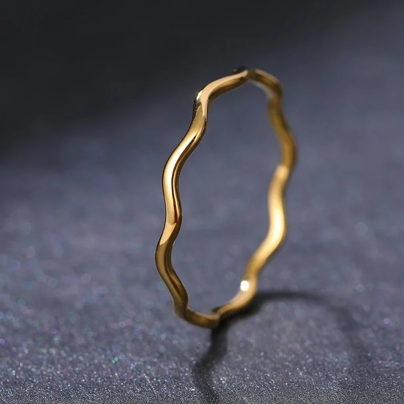 Minimalist Sea Wave Rings Light Luxury Elegant Fashion Couple Rings For Women Jewelry Wedding Trendy Gifts image 6