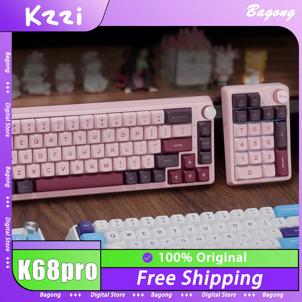 

Kzzi K68pro Mechanical Keyboard Tri Mode Multifunctional Knob RGB Hot Swap Wireless Gaming Keyboard Gasket PC Gamer Accessories