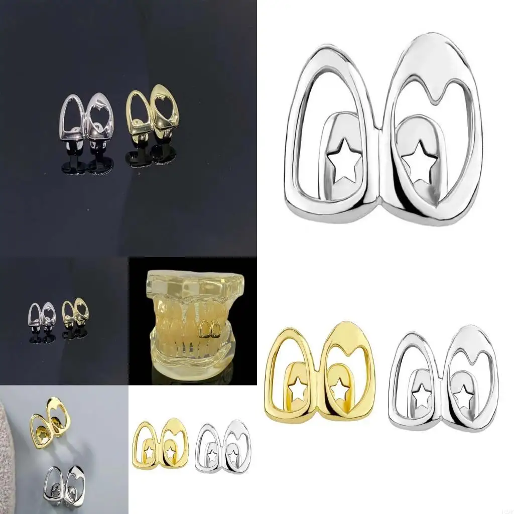   Adjustable Copper Plated Heart Cutout Teeth Covers Convenient Accessory Decoration for Street Styles Lovers Wear
