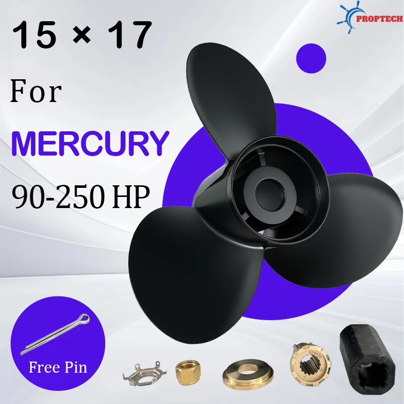 

Подвесной гребной винт для лодки Mercury 15x17, винт из алюминиевого сплава, 3 лопасти, 15 строк, 90, 115, 135, 150, 175 200, 225, 250 л.с., корабельный двигатель