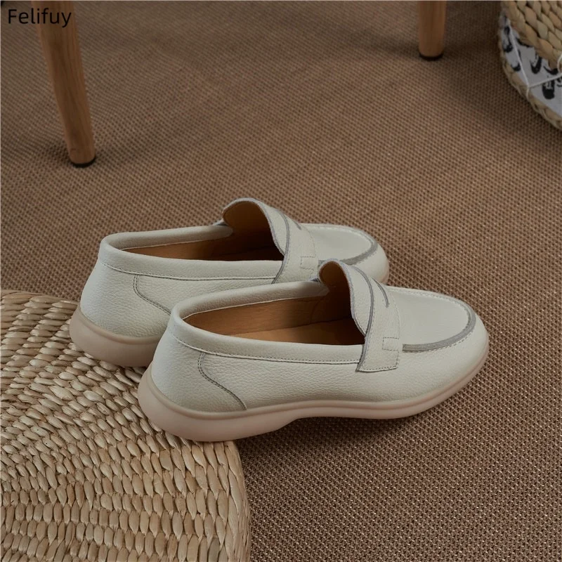 Mens Genuine Leather Loafers Non Slip Walking Flats Breathable Outdoor Slip on Casual Shoes for Male Work Office Driving Sneaker