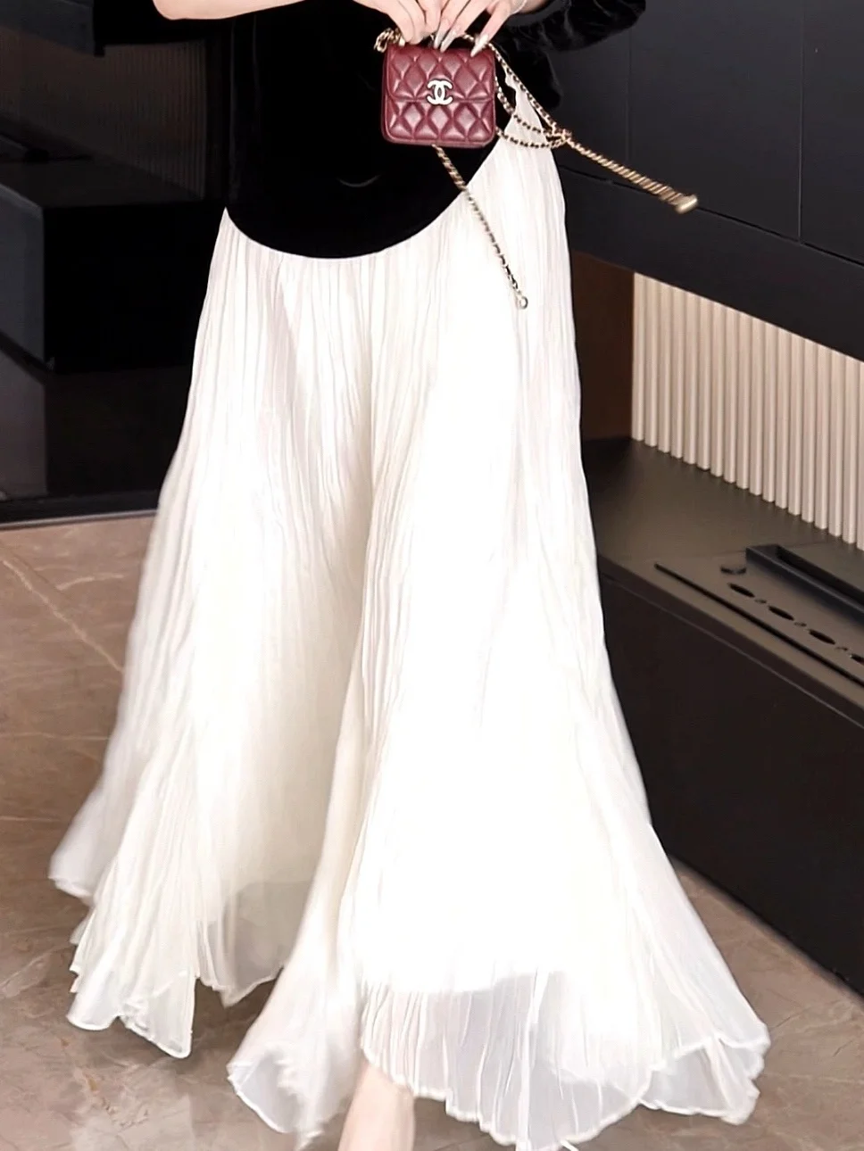 

Юбка G.yantong асимметричного кроя, модная плиссированная женская юбка из полиэстера и нейлона, миди-юбка с широким подолом QZ1092