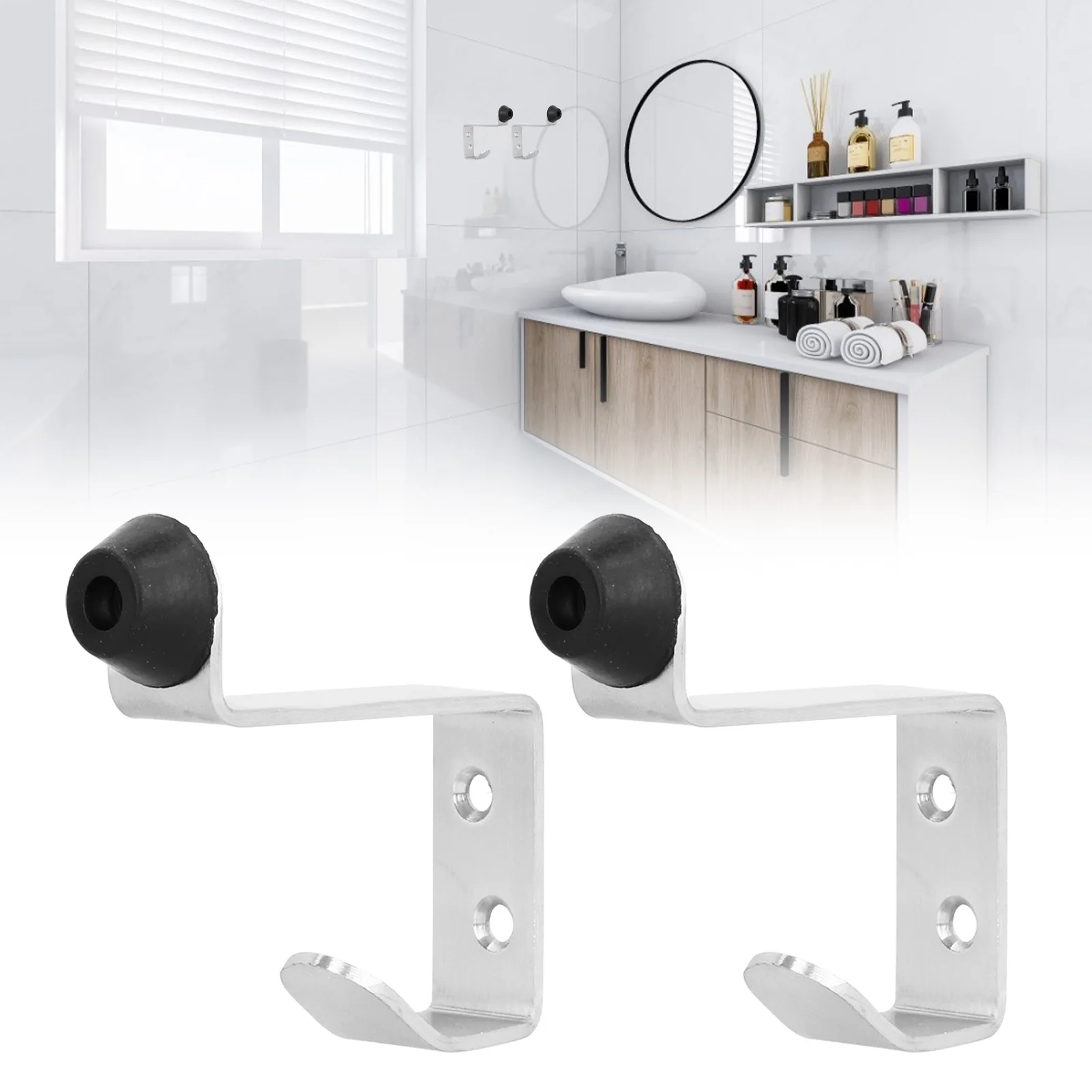 

2 Set Door Stops Stainless Steel Door Stopper with Clothes Hook Bag Hanger for Office Home Improvement Door Stopper with Hook