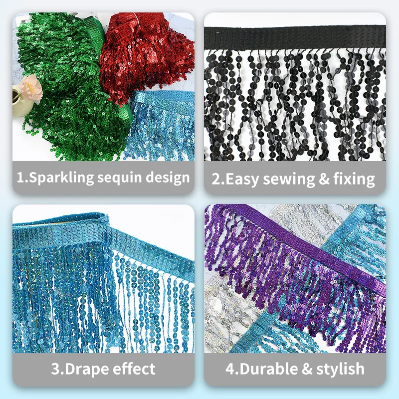 

4/5/9M 16cm Tassel Fringe for Curtains Clothes Dress Fringes Lace Trim Christmas Home Decoration Tassels DIY Sewing Accessories