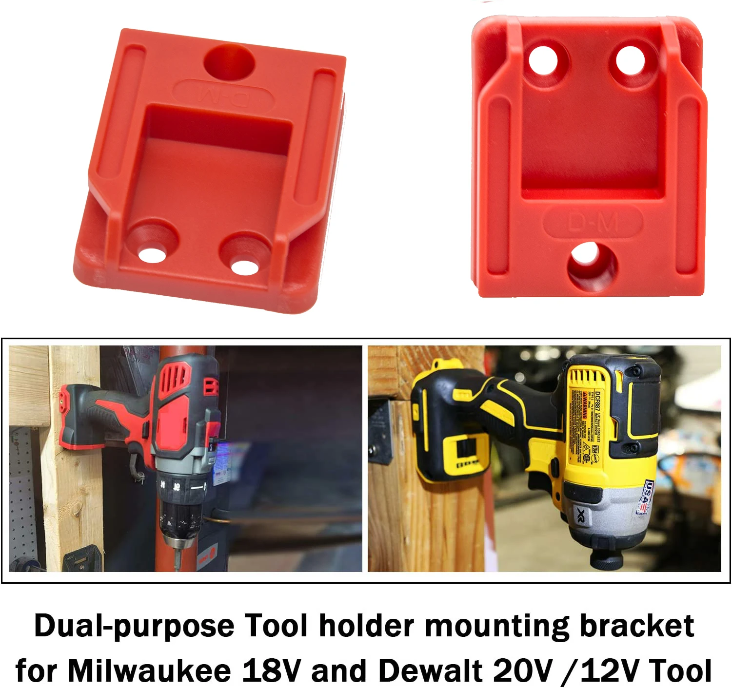 5 Packs Tool Holder Mount for Milwaukee M18 Tool,Also Fit for Dewalt 20V, 12V Drill Holder,Hanger with Screws