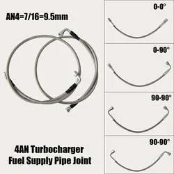 Ligne de rajeunissement d'huile turbo 4AN, pression tressée en acier inoxydable, ligne de retour de vidange d'huile de turbocompresseur, extrémité de tuyau 0 ~ 90 °, 30 ~ 500cm
