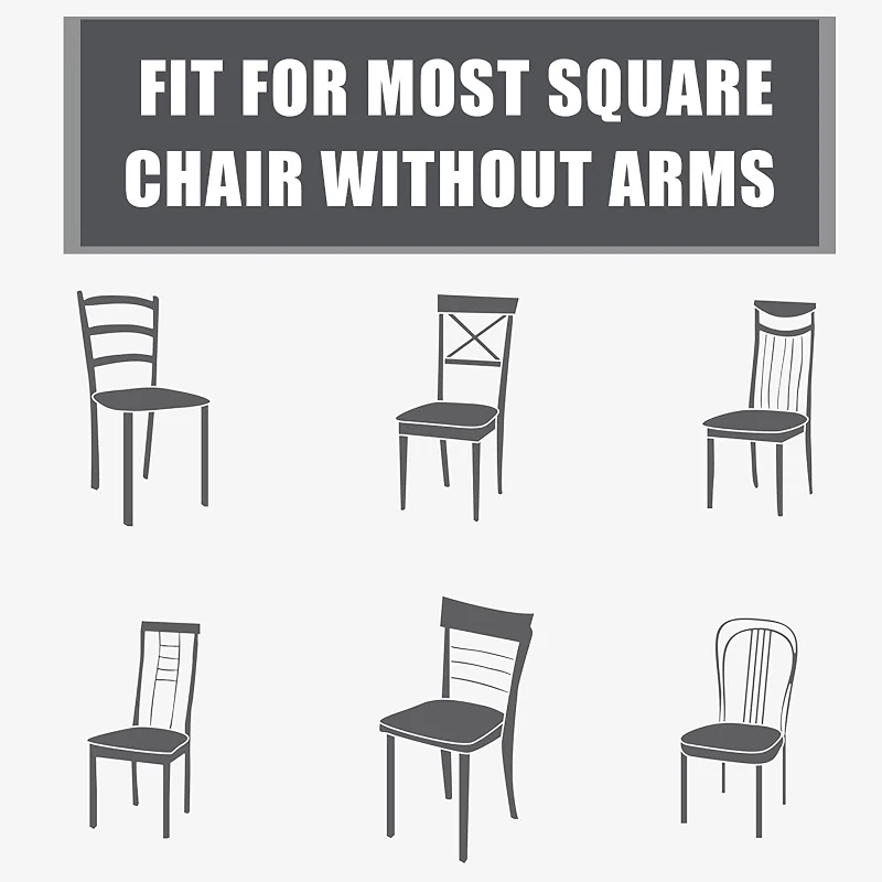 Jacquard Chair Seat Covers Removable Washable Anti-Dust Stretch Spandex Dining Room Upholstered Chair Cushion Slipcovers