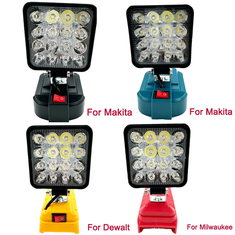 3/4inch LED Lamp Flashlight For Makita/DeWalt/Milwaukee 18V Li-ion Battery LED Working Light Flood Light Emergency Lighting