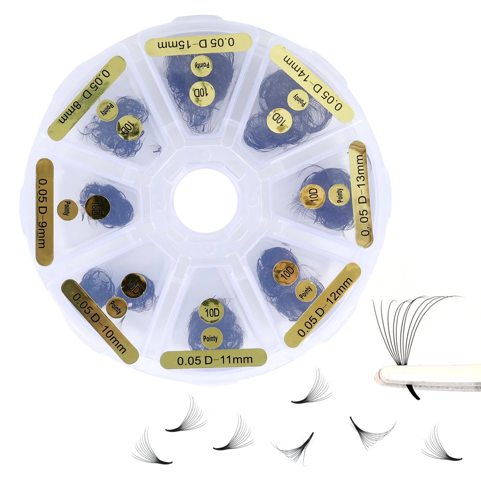 Premade Lashes Fans 1000 Fans 10D Premade Volume Eyelash Extensions 8-15mm Mixed Tray Pointy Thin Base 0.05 Promade Loose Fans