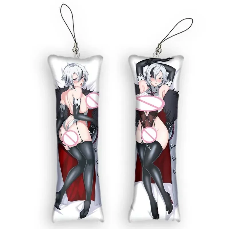 

Fashion4x12cmArlecchino Cute Dakimakura Mini Keychain Anime Genshin Impact Theme Key Chain Backpack Small Pillow Pendant Birthd