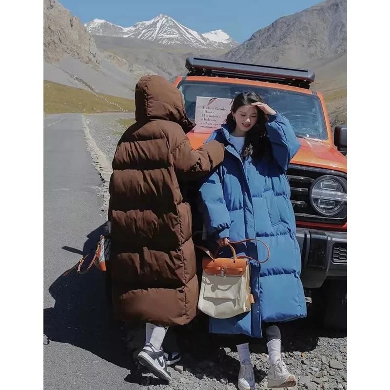 Veste d'hiver 2025 nouveau manteau Long vers le bas vestes en coton coréen lâche mode coréenne manteau à bulles Buggy à capuche Parkas vêtements d'extérieur pour femmes