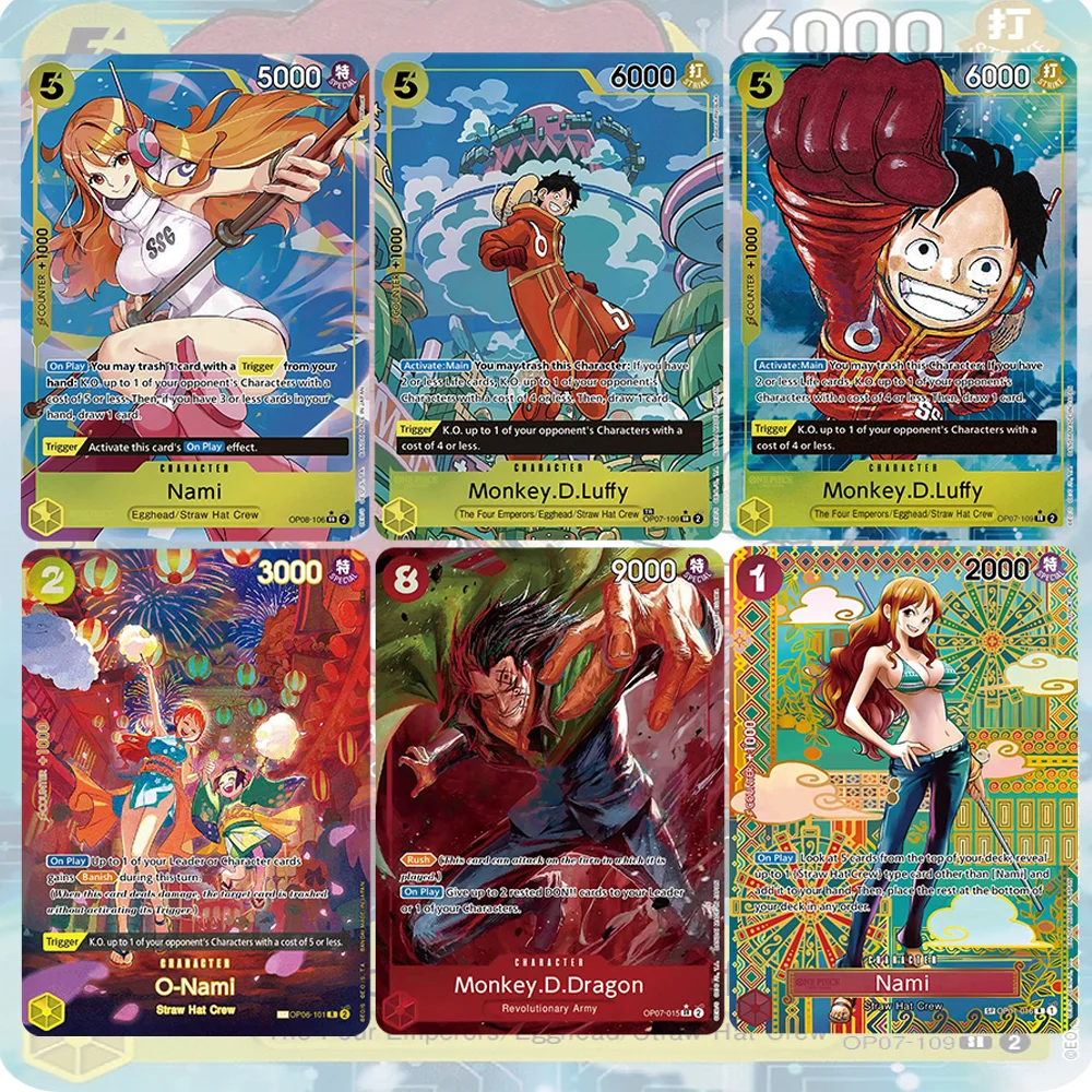 3PCS Anime One Piece English Version OPCG Comics Replica Perona Luffy Nami Okiku O-Nami Game Anime Collection Cards