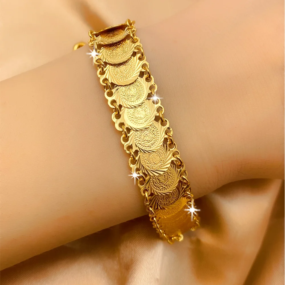 جديد العثمانية التركية المال عملة سوار النحاس الزفاف عملة الكفة أساور تصفيح الذهب والمجوهرات العرقية