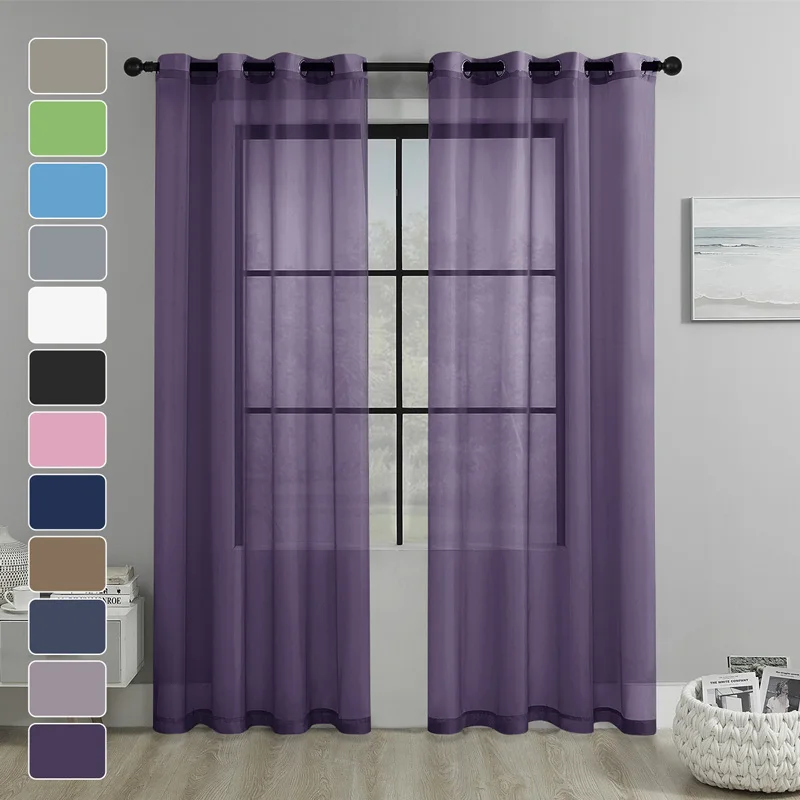 

Modern Sheer Curtain Drape for Living Room Grommet Top Solid Lightweight Airy Gauzy Window Treatment Light Filtering for Bedroom