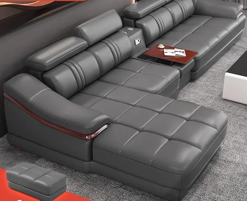 Top - Notch Long - Lasting Leather Top Layer Cowhide Living Room Corner Combination Large And Small Apartment Leather Sofa