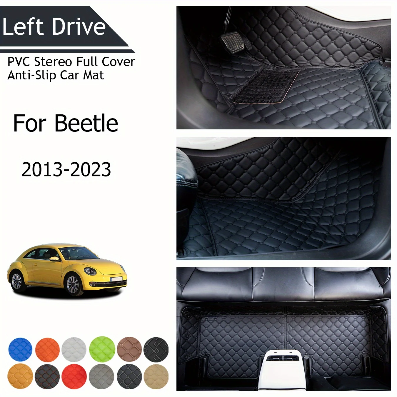 

TEGART 【LHD】For Volkswagen For Beetle 2013-2023 Three Layer PVC Stereo Full Cover Anti-Slip Car Mat car accessories