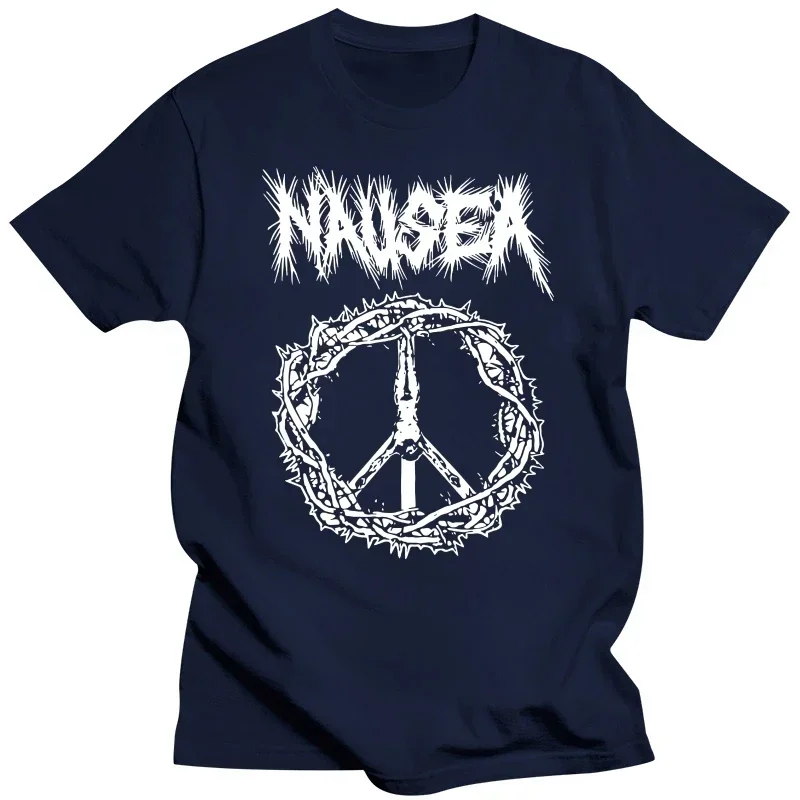 Mens New  Clothing Summer  Cotton T Shirt   Nausea t shirt crust punk band men clothing  harajuku