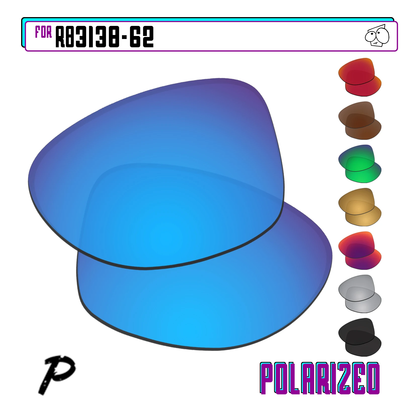 EZReplace Polarized Replacement Lenses Compatible With Ray-Ban RB3138 62mm RB3138-62 Sunglasses - Multiple Options