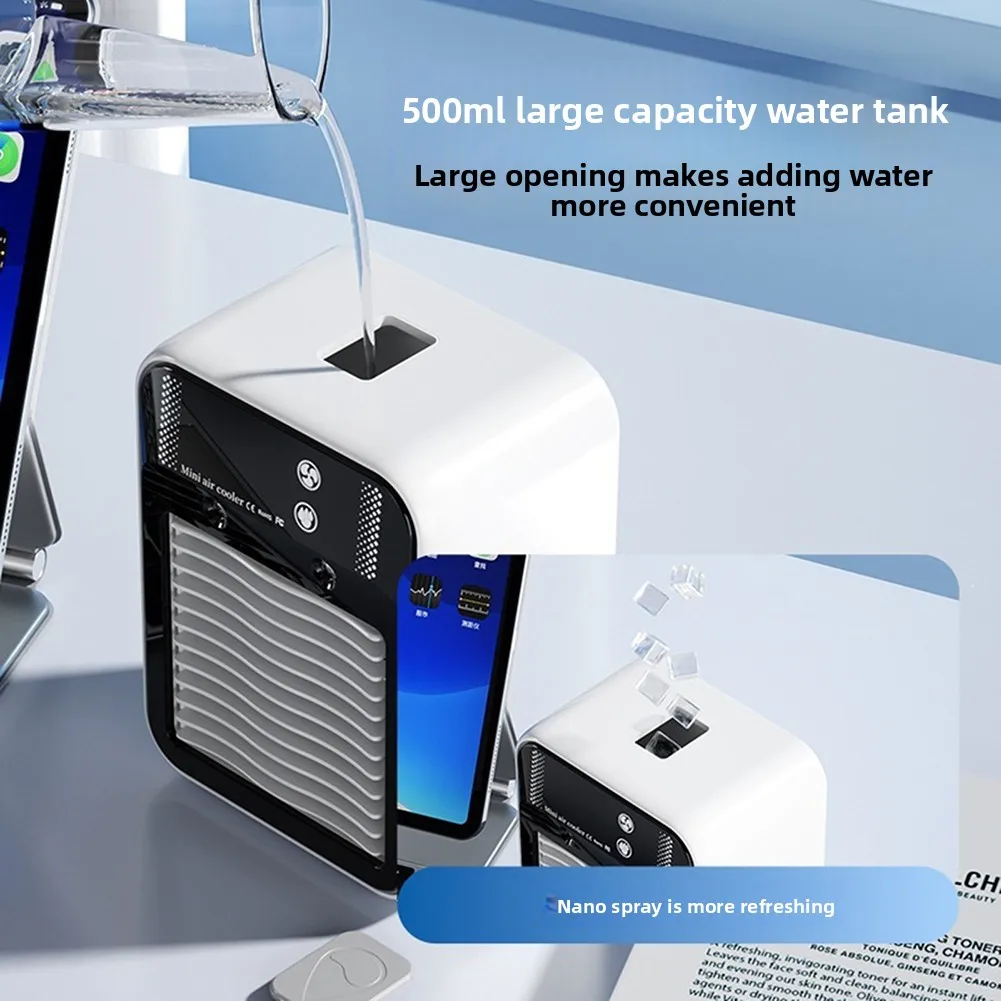 Desktop Humidifier Cooling Fan  with 500ml Water Tank 2 Speed Airs Conditioner Ultra Quiet Portable Cooling Fan For Office Dorm