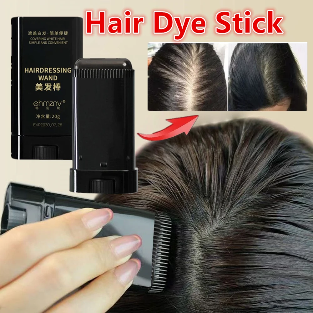 

2в1 палочка для краски для волос 2 шт. с расческой Черный Коричневый Кофе Долговечная временная окраска покрытая белыми волосами Ручка для линии роста волос Моющаяся