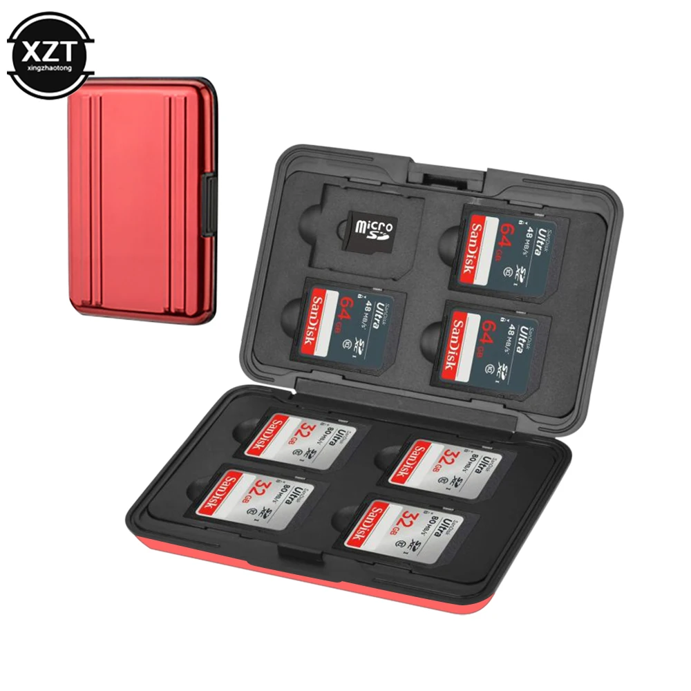 8 Slots Waterproof SD Card Case Micro SD Card Holder Microsd Case Soft Foam Interior Memory Card Storage Box with Lanyard