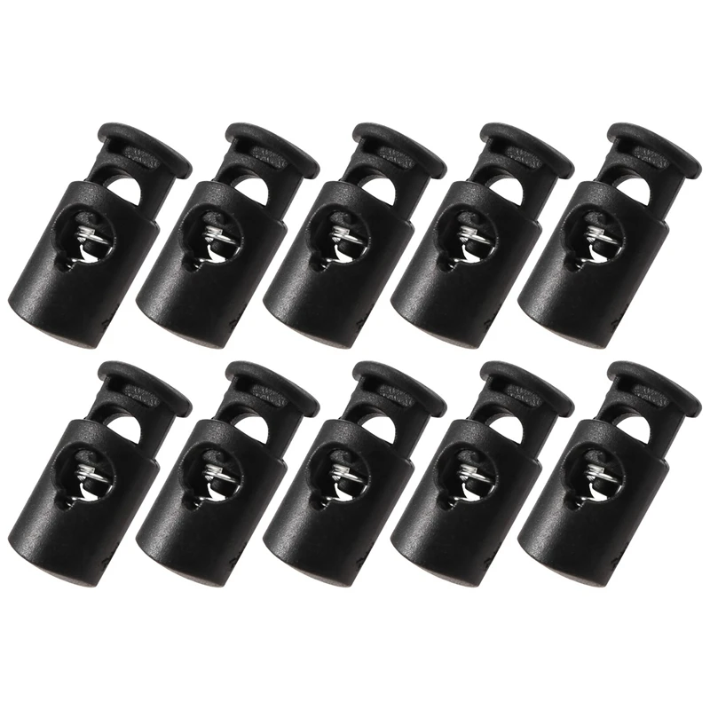 A46T Diameter 8 mm hole, cord cord stopper laces snap hook, black, 10 pcs